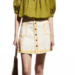 Marni Cream and Yellow Button-Front Skirt